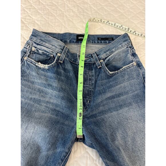 Edwin Tash Straight Jeans Sz 25 Relaxed Fit Organic Cotton Anthropologie Denim - Picture 9 of 11